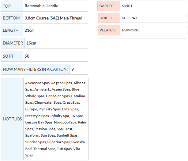 DL714 - Filter 50ft (Inline) Lodge S & L